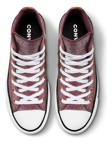 Converse Bota Plataforma Hi Glitter Dark Wine