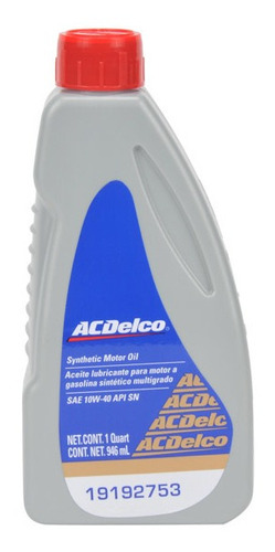 Aceite 100% Sintético Motor A Gasolina Botella 946 Ml 10w-40