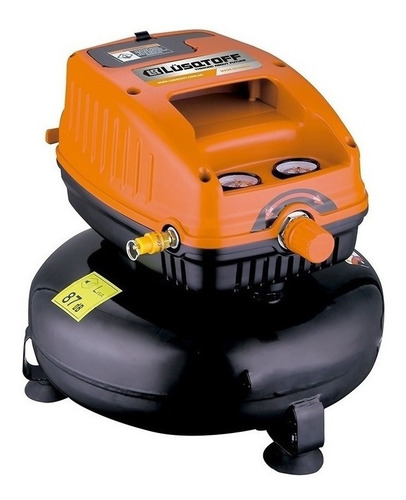 Imagen 1 de 1 de Compresor de aire eléctrico Lüsqtoff LC-826 monofásico 12L 0.33hp 220V 50Hz negro/naranja