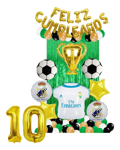 Decoración Globos Futbol Cumpleaños Balón Camiseta Trofeo