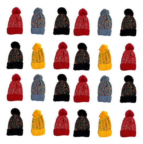 Pack X24 Gorro De Lana Para Frio Invierno Peluche Hw-058