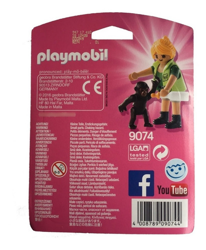 Playmobil 9074 Cuidadora Com Bebê Gorila - Playmo-friends