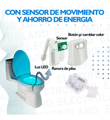 Imagen 8 de 10 de Luz Led Para Inodoro 8 Colores Con Sensor De Movimiento