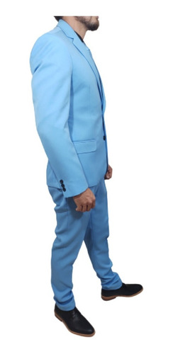 Imagen 7 de 10 de Ambo Traje Hombre Color Celeste Talle Grande