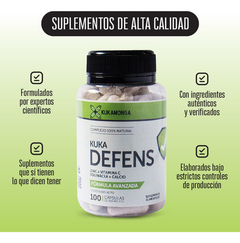 Kuka Defens 100 Cápsulas Sin sabor Ayuda a fortalecer tu sistema de defensa natural Kukamonga