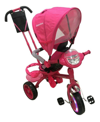 Imagen 3 de 8 de Triciclo Con Paseador /bebés/ Azul, Fucsia, Rojo Y Gris