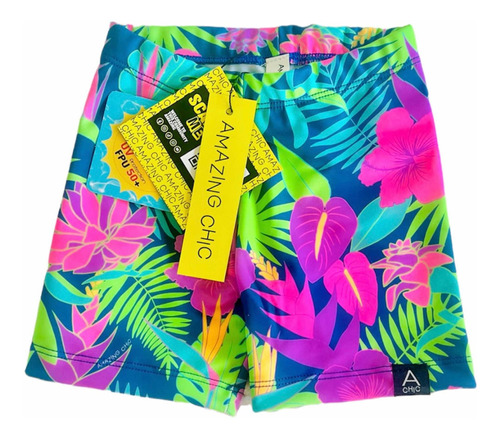 Short De Baño Lycra Uv Upf50+ Niñas Y Niños Tropical