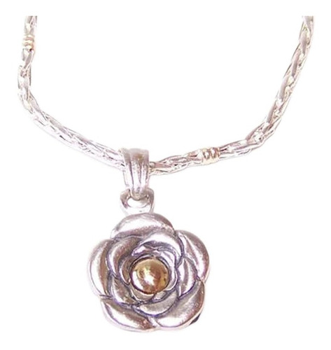 Imagen 1 de 6 de Dije Plata 925 C/ Oro Flor + Cadena Plata C/ Oro 3.5mm 45/50