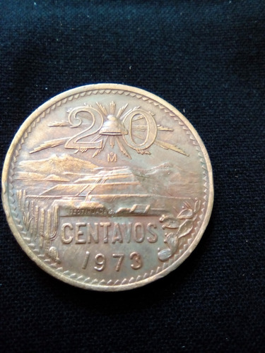 Moneda  Mexicana 20 Centavos 1973 Cobre 