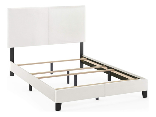 Furinno - Base De Cama Pessac Tapizada De Piel Sintética, .