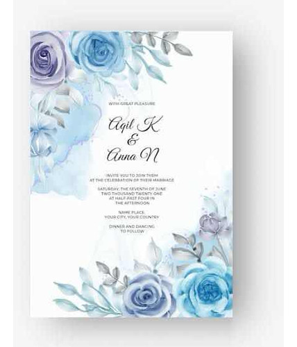 Invitación Digital Boda En Azul