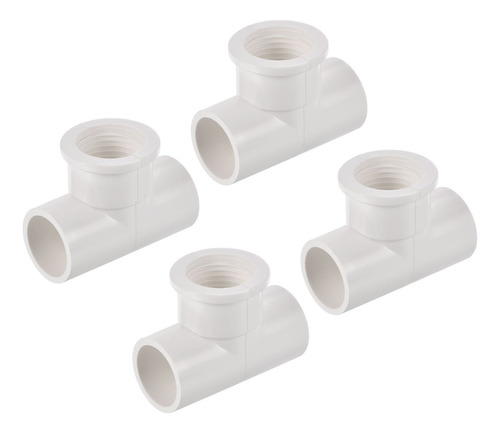 4 Conector De Tubo 3 Vías De Pvc Forma T 52x31x 40mm Blanco