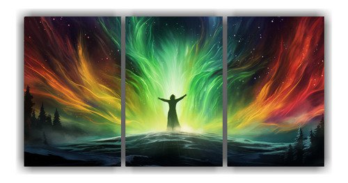 180x90cm Cuadro Abstract Dance Of Northern Lights Flores