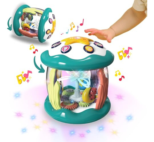 Light Up Infant Drum Toat Toy 360 Rotante Noche Proyector De