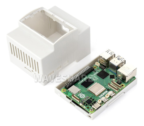 Carcasa Abs Para Raspberry Pi 5 Soporte Riel Din Gran Un