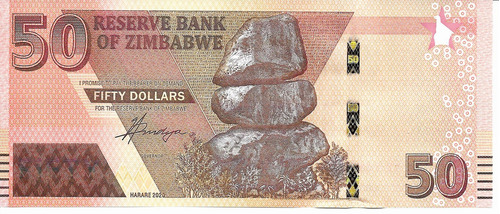 Zimbabwe Billete De 50 Dólares Año 2020 Pick 105 -  Sin Circ