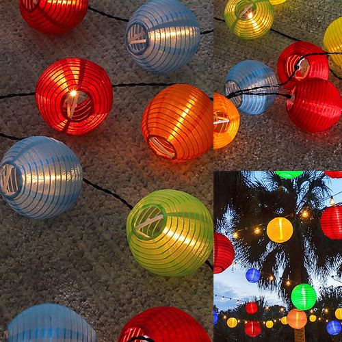 Cadena De Faroles Led Solares Para Decoración De Jardín Al A