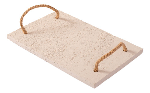 Bandeja Decorativa Piedra Blanca Rectangular Adorno Color Beige