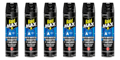 Pack X 6 Insecticida Raid Max Mata Moscas Y Mosquitos 360 Cc