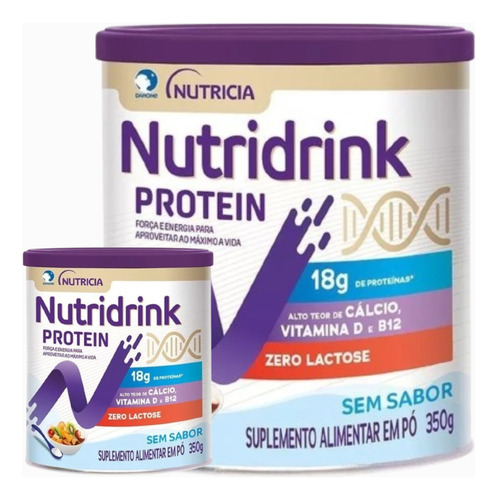 2 Latas Suplemento Nutridrink Protein Danone 350g- Sem Sabor