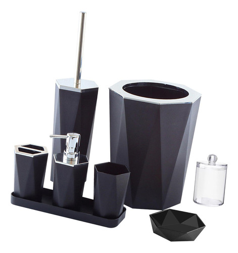 Juego De Vasos De Baño Moderno Cubo De Basura Negro