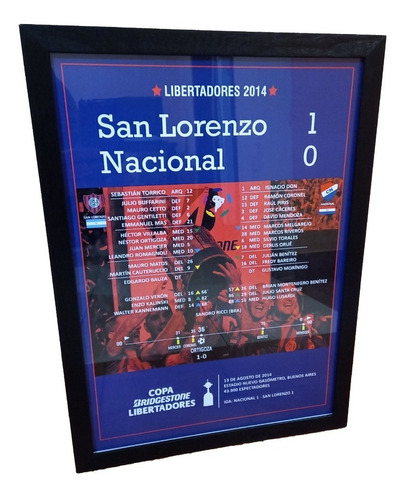 Cuadro Fútbol San Lorenzo Campeón Libertadores 2014 42x30cm