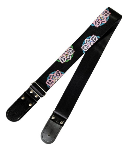 Strap Para Guitarra Kidam Con Diseño En Dtf Color Multicolor Flores