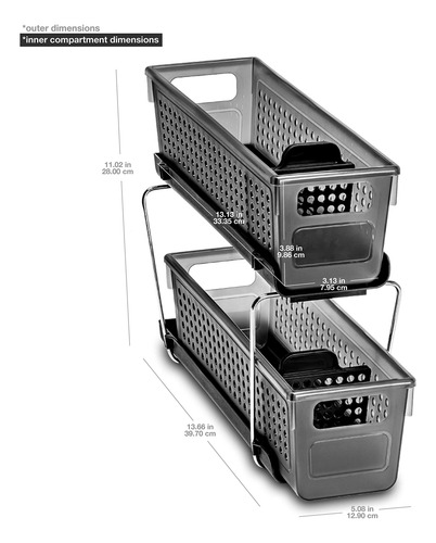 Organizador Multiusos De Plástico 2 Niveles Con Contenedores