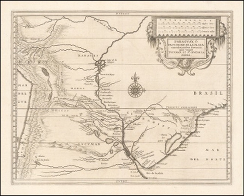 Mapa Uruguay Y Región En El Año 1633 - Poster 120x90 Cm.