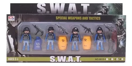 Set 4 Figuras Policia Swat Muñecos Articulados Con Armas