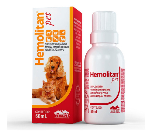 Hemolitan Suplemento Vitamínico Pet P/ Todos Animais 60 Ml