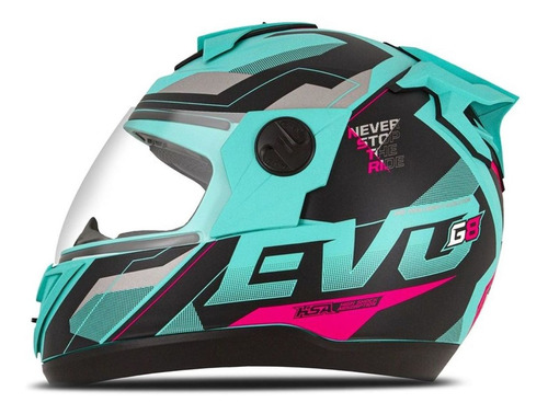 Capacete Fechado Pro Tork Evolution G8 Evo Fosco Verde Turquesa E Pink Tam. 56