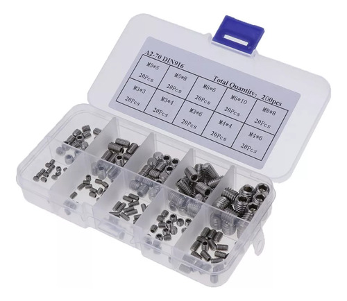 200 Tornillos Sin Cabeza Hexagonal De Cabeza Plana M3-m8 B