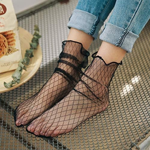 4 Pares De Calcetines Tobilleros Sueltos De Malla De Encaje