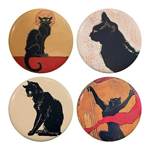 Buttonsmith Steinlen Les Chats Noir Black Cats Art Nouveau 1