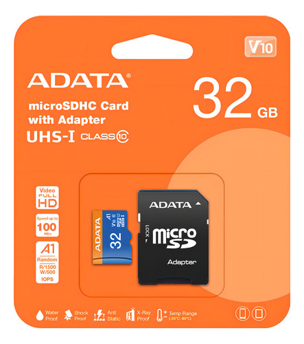 Tarjeta de memoria Adata AUSDH32GUICL10A1-RA1 Premier con adaptador SD 32GB