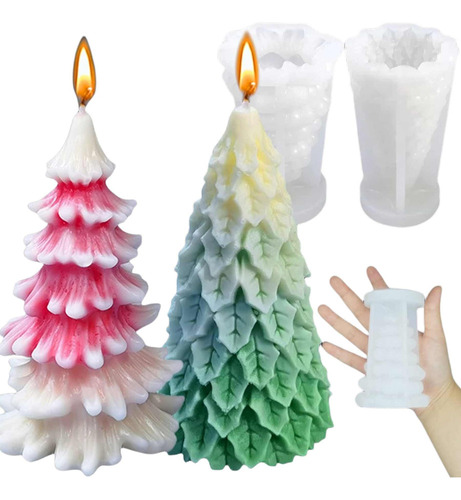 .. 2pcs Árbol De Navidad Molde De Resina Para Velas De