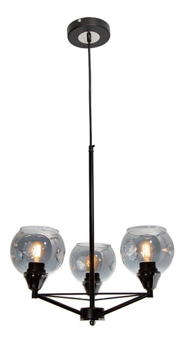 Lámpara Colgante Negro Cromo 60w E27 3 Luces
