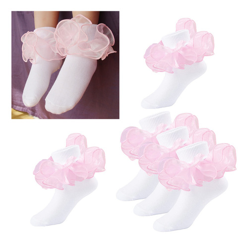 5 Pares De Calcetines De Princesa Con Volantes Y Encaje De A