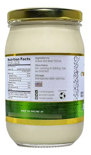 Grasa De Res 100% Alimentada Con Pasto - 14 Oz Para Cocinar