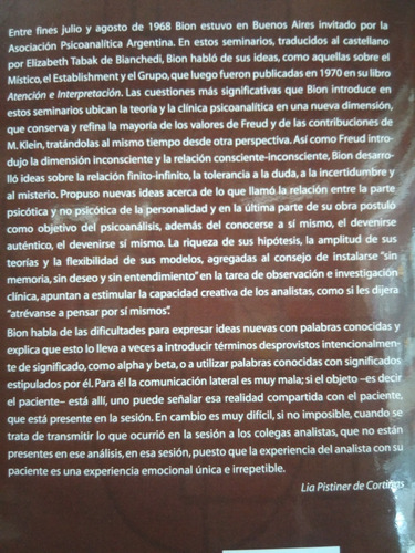 Imagen 2 de 4 de Bion En Buenos Aires - Seminarios Presentacion De Casos -bb-