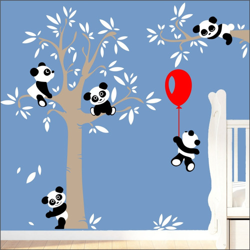 Adesivo Quarto Infantil Arvore Bebe Panda Zoo Md505