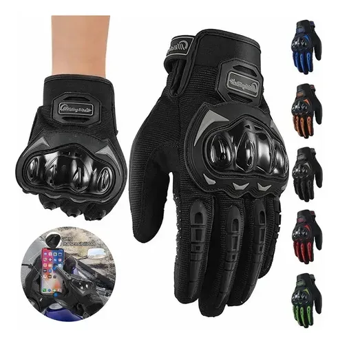 Luva Para Moto Forgekin Mkd15 Touchscreen Dedo Completo Com Proteção Nos Nós Black