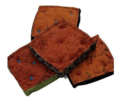 Imagen 4 de 8 de Set De 4 Zafus Cuadrados (40 X 40 Cm) - Almohadones Para Med