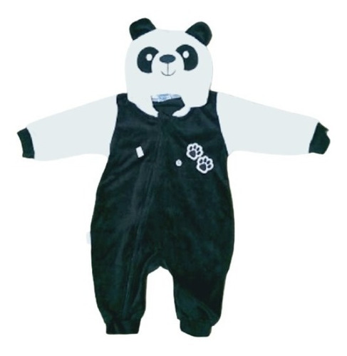 Imagem 4 de 7 de Roupa Bebê Macacão Panda De Plush Com Zíper E Capuz