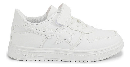 Tenis Deporte Niños Pu Blanco Zapatos Velcro