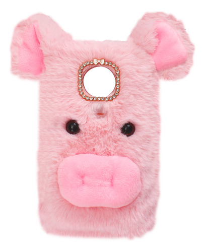 Funda De Teléfono De Peluche Con Forma De Cerdo Rosa Para G7