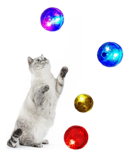 4 Pelota Para Gatos Con Luz Movimiento Juguetes Interactivos
