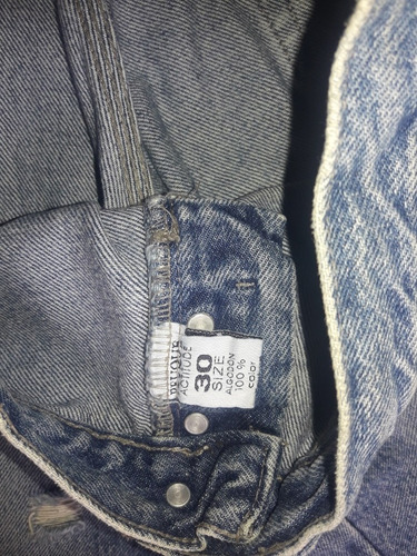 Pantalon Azul Capri Con Apliques Y Roturas T: 30 De Peuque