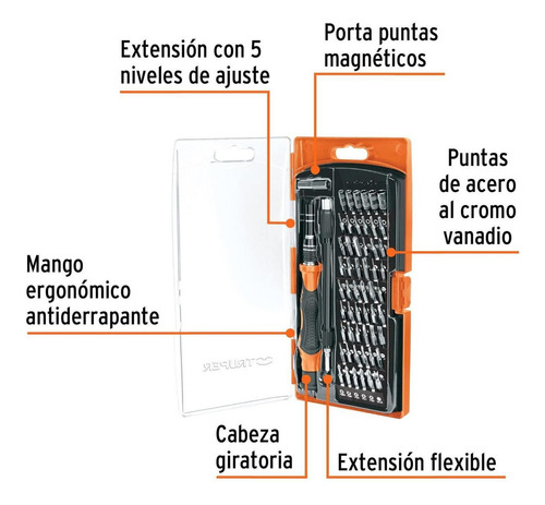 Desarmador De Precisión Con 57 Puntas Intercambiables